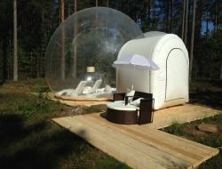 Unusual stay in transparent bubble near Orlans, France.