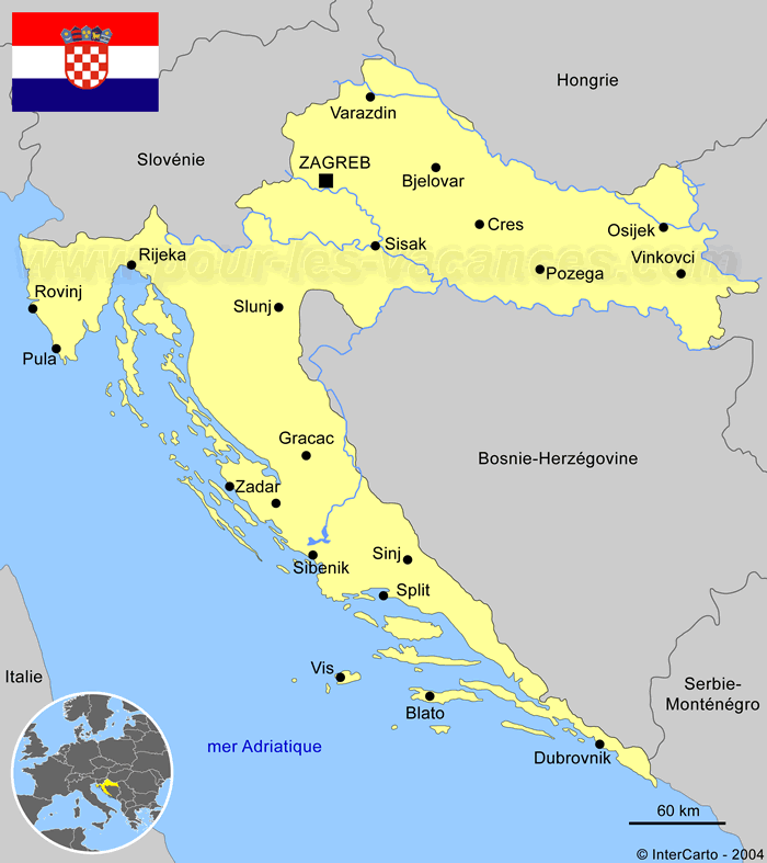 Carte de la Croatie