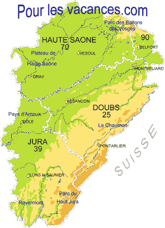 Vacances en Franche Comté. Villages de vacances, location vacances, gites, chambres d'hôtes, hébergements et locations de maisons dans le Doubs, Jura, Haute Saône et Territoire de Belfort.
