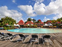 Seaside holiday village in Guadeloupe, Caribbean island. near Le Moule