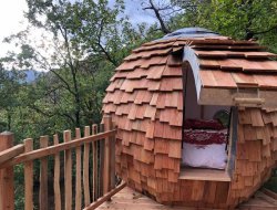 Perched hut in the trees in the Alpes Maritimes. near Pierrefeu