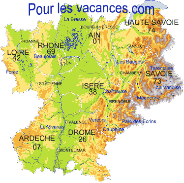 Vacances en Rhone Alpes. Villages de vacances, location vacances, gites, chambres d'hôtes, hébergements et locations de maisons en Ain, Ardeche, Drome, Isère, Loire, Rhone, Haute Savoie et Savoie.